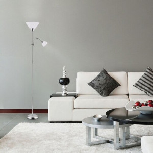 Lampadar Action 1+1xE27+E14 metal/acril nichel/alb Rabalux