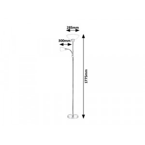 Lampadar Diana 1+1xE27+E14 metal/sticla/acril nichel/alb Rabalux