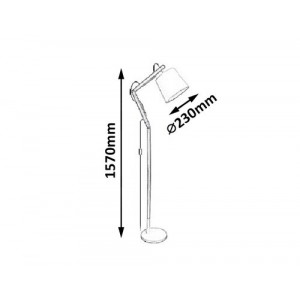 Lampadar Thomas 1xE27 metal/lemn/textil alb Rabalux