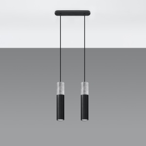 Lustra Borgio 2xGU10 metal/ciment negru/gri tubular - Img 2