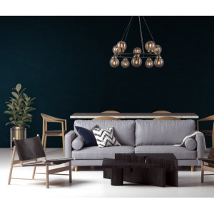 Lustra Galvez 10xE14 metal/sticla negru mat/bronz antichizat Italux