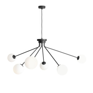 Lustra Holm 6xE14 metal/sticla negru Aldex