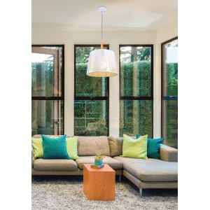 Lustra Lantern 1xE27 metal/lemn alb Maytoni