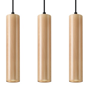 Lustra Lino 3xGU10 lemn natural wood tubular liniar