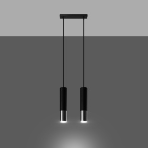 Lustra Loopez 2xGU10 metal negru/crom tubular - Img 3