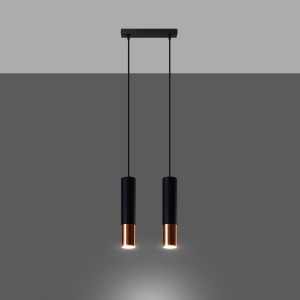 Lustra Loopez 2xGU10 metal negru/cupru tubular - Img 3