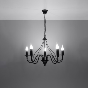 Lustra Minerwa 5xE14 metal negru - Img 3