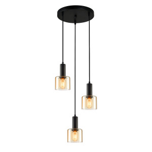 Lustra Santia 3xE27 metal/sticla negru/transparent Italux