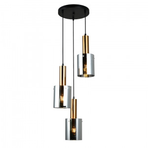 Lustra Sardo 3xE27 metal/sticla alama/fumuriu Italux