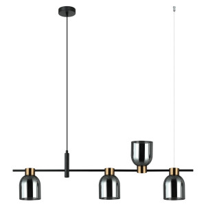 Lustra Servio 4xE14 metal/sticla negru/fumuriu Italux