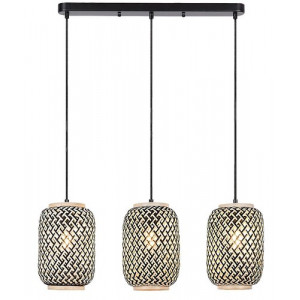Pendul Adalla 3xE27 metal/ratan negru/multicolor Rabalux