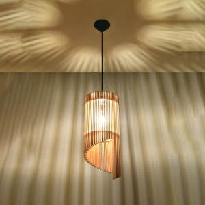 Pendul Alexia 1xE27 lemn natural wood tubular - Img 3