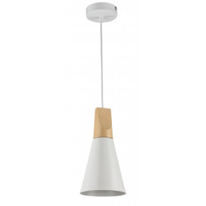 Pendul Bicones 1xE27 metal/lemn alb Maytoni P359-PL-140-W