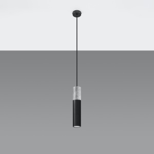 Pendul Borgio 1xGU10 metal/ciment negru/gri tubular - Img 2