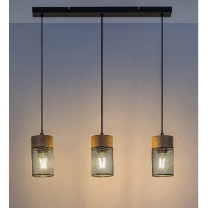 Pendul Callum 3xE27 metal/lemn fag/negru Rabalux