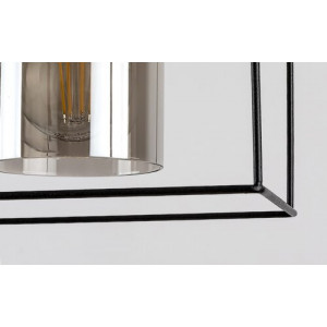 Pendul Chadwick 3xE27 metal/sticla negru/fumuriu Rabalux