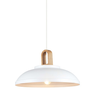 Pendul Danito L 1xE27 metal/lemn alb Italux