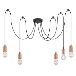 Pendul Dollien 5xE27 metal negru/fag Rabalux