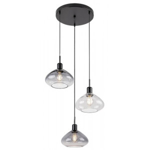 Pendul Dvora 3xE27 metal/sticla negru/fumuriu Rabalux