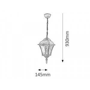 Pendul exterior Toscana 1xE27 metal/sticla auriu antichizat Rabalux