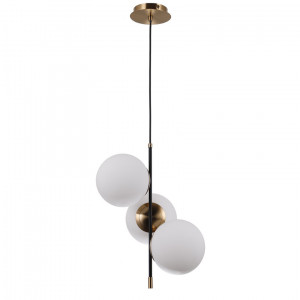 Pendul Stelia 3xE14 metal/sticla negru mat/bronz antichizat Italux