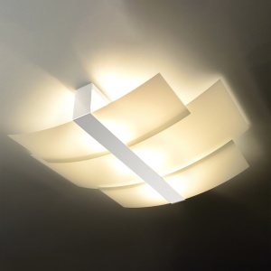 Plafoniera Celia 3xE27 metal/sticla alb rectangular - Img 3