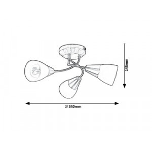 Plafoniera Connor 3xE14 metal/sticla nichel/alb Rabalux