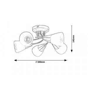 Plafoniera Connor 5xE14 metal/sticla nichel/alb Rabalux