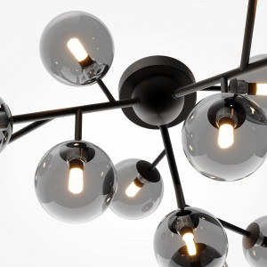 Plafoniera Dallas 12xG9 metal/sticla negru/fumuriu Maytoni