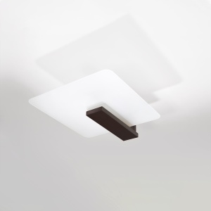 Plafoniera Lappo 2xE27 lemn/sticla wenge patrat - Img 2