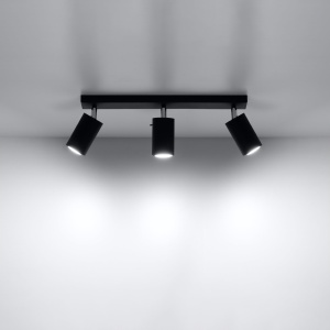 Plafoniera Ring 3xGU10 metal negru tubular - Img 3