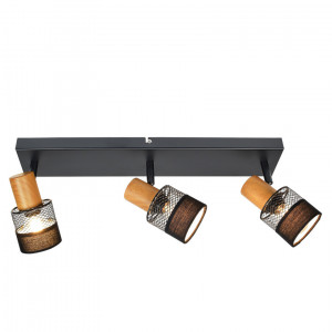 Spot bara Coletta 3xE14 metal/lemn negru/fag Italux