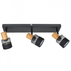Spot bara Coletta 3xE14 metal/lemn negru/fag Italux