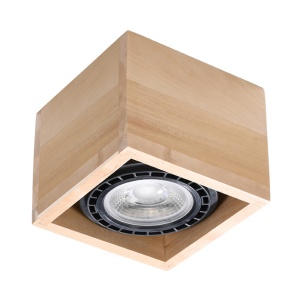 Spot Quatro 1xGU10 lemn natural wood patrat