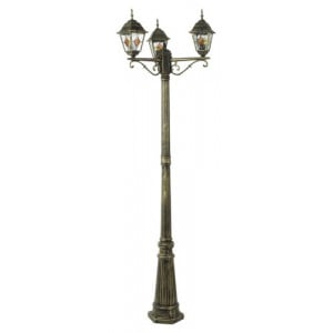 Stalp exterior Monaco 3xE27 metal/sticla auriu antichizat/multicolor Rabalux