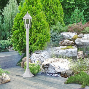 Stalp exterior Velence 1xE27 metal/sticla alb Rabalux