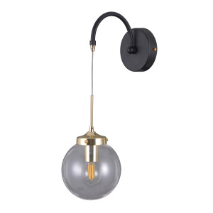 Aplica Domenico 1xE14 metal/sticla negru mat/auriu Italux