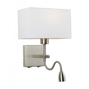 Aplica Norte 1+1xE27+LED metal/textil nichel/alb Italux