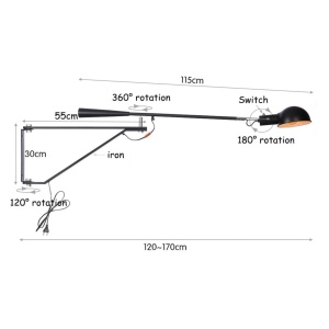 Aplica Slate 1xE27 brat flexibil metal alb 1150 mm IP20 - Img 2