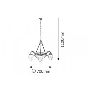Candelabru Annabella 3+2xE27+E14 metal/sticla bronz/alb Rabalux