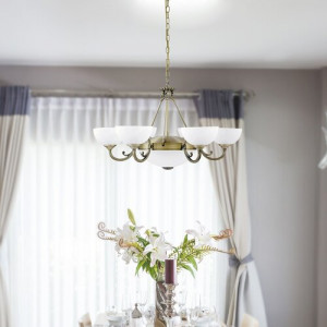 Candelabru Marlene 2+6xE27+E14 metal/sticla bronz/alb Rabalux