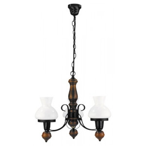Candelabru Petronel 3xE27 metal/lemn/sticla negru/alb Rabalux