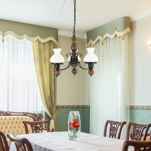 Candelabru Petronel 3xE27 metal/lemn/sticla negru/alb Rabalux