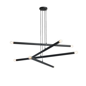 Candelabru Tubo 8xE14 metal negru Aldex