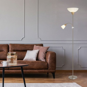 Lampadar Diana 1+1xE27+E14 metal/sticla/acril nichel/alb Rabalux