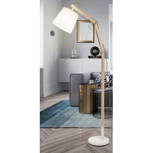 Lampadar Thomas 1xE27 metal/lemn/textil alb Rabalux