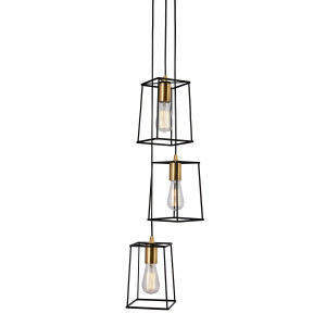 Lustra Alanis 3xE27 metal negru mat/auriu Italux