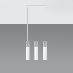 Lustra Borgio 3L 3xGU10 metal/ciment alb/gri tubular - Img 2