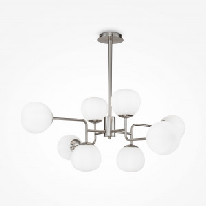 Lustra Erich 8xE14 metal/sticla nichel/alb Maytoni