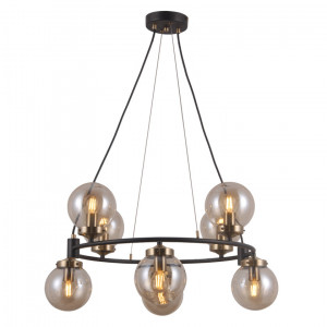 Lustra Galvez 8xE14 metal/sticla negru mat/bronz antichizat Italux